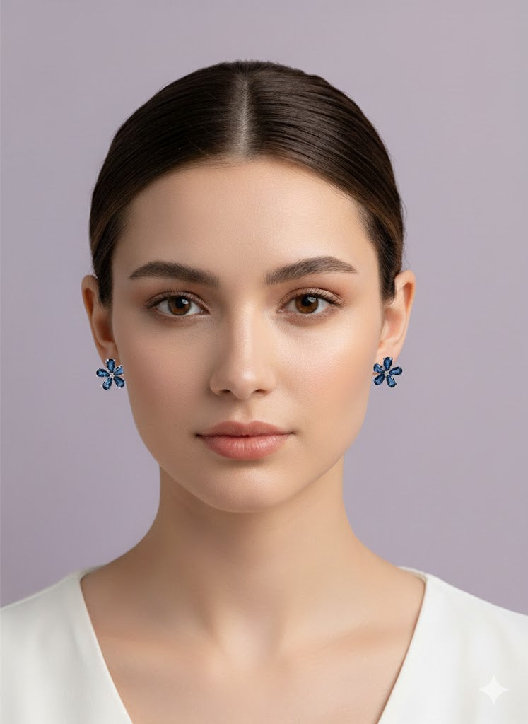 BOTOLO Boucle d'oreille en forme de fleur topaze london argent