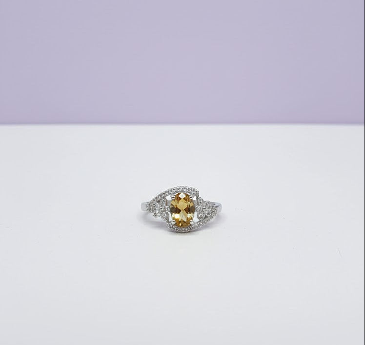 "CITRINA" Bague citrine sertie de fleur de zircon