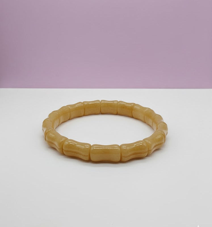 "JAUNA" Bracelet jonc jade jaune bambou