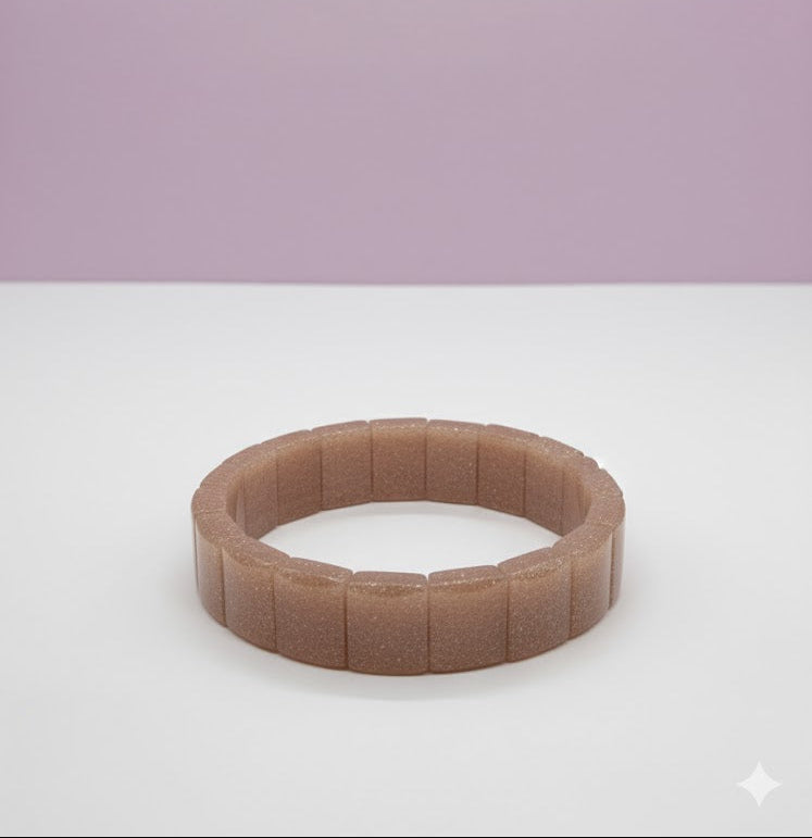 "LUNAPE" Bracelet jonc pierre de lune pêche