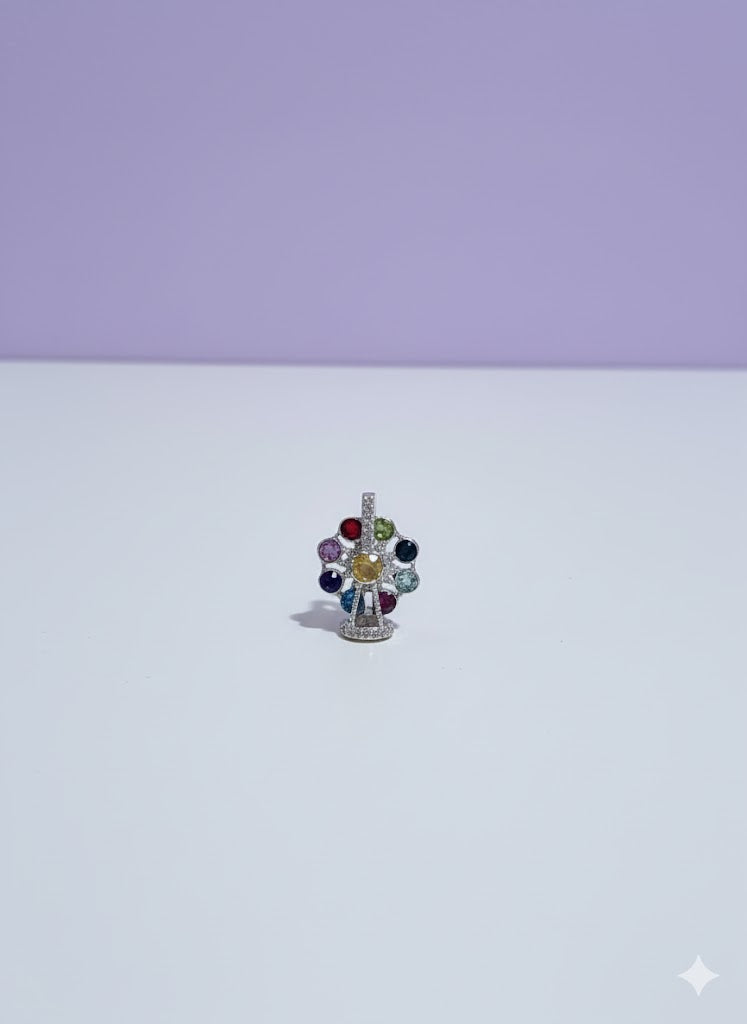 MANTOUR Pendentif manege tourmaline multicolore argent