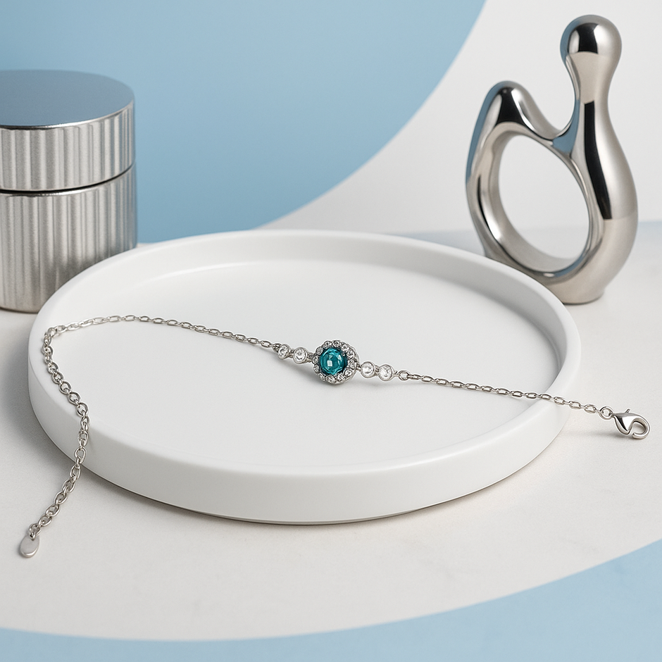 TOPARO Bracelet topaze rond argent