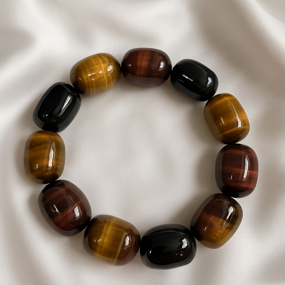 "3O" Bracelet jonc aux 3 oeils de tigre