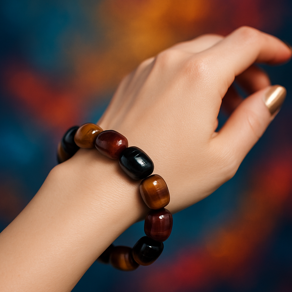 "3O" Bracelet jonc aux 3 oeils de tigre
