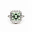 ABSINTHE Bague ajustable de prasiolite en argent 925 sertie de zircons