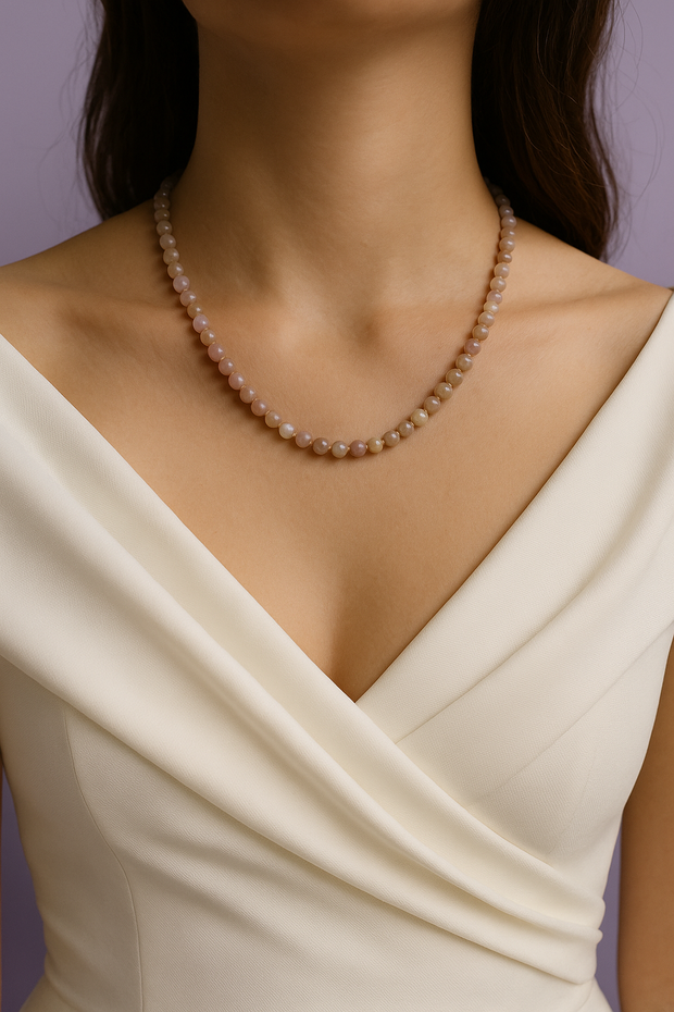 AGAFLE Collier agate fleur rose