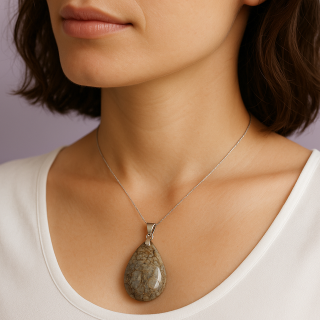 "ALAS" Pendentif goutte agate alashan