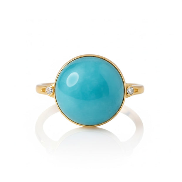 "AMAZORA" Bague amazonite sertie de pierre zircon en vermeil