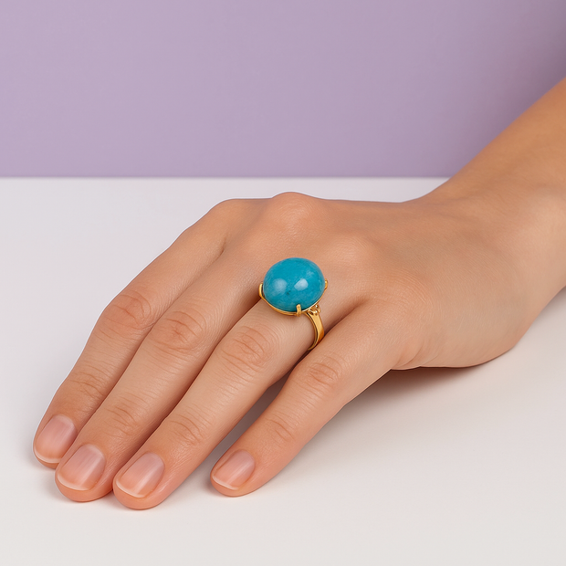" AMAZORA" Bague amazonite sertie de pierre zircon en vermeil