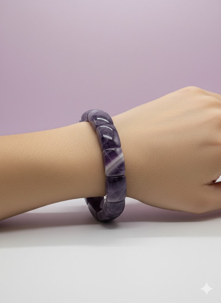 "AMETYBA" Bracelet jonc améthyste rubane