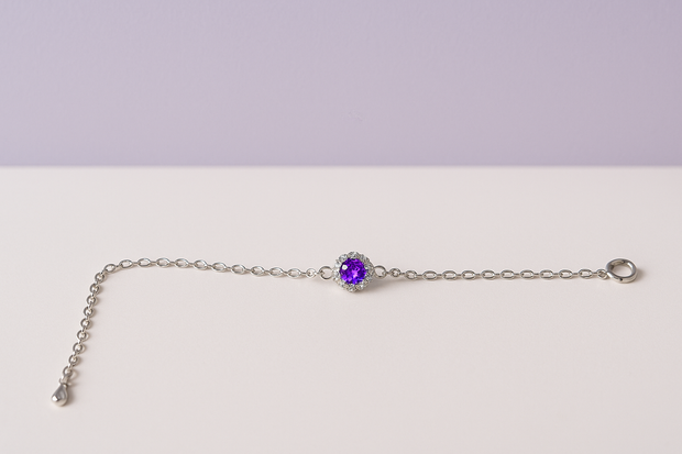 AMETYRO Bracelet améthyste rond argent