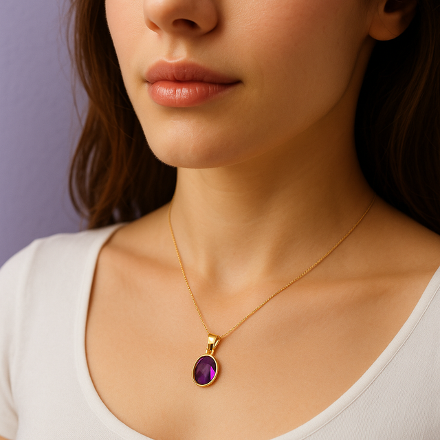 "AMETY" Pendentif améthyste ovale en vermeil