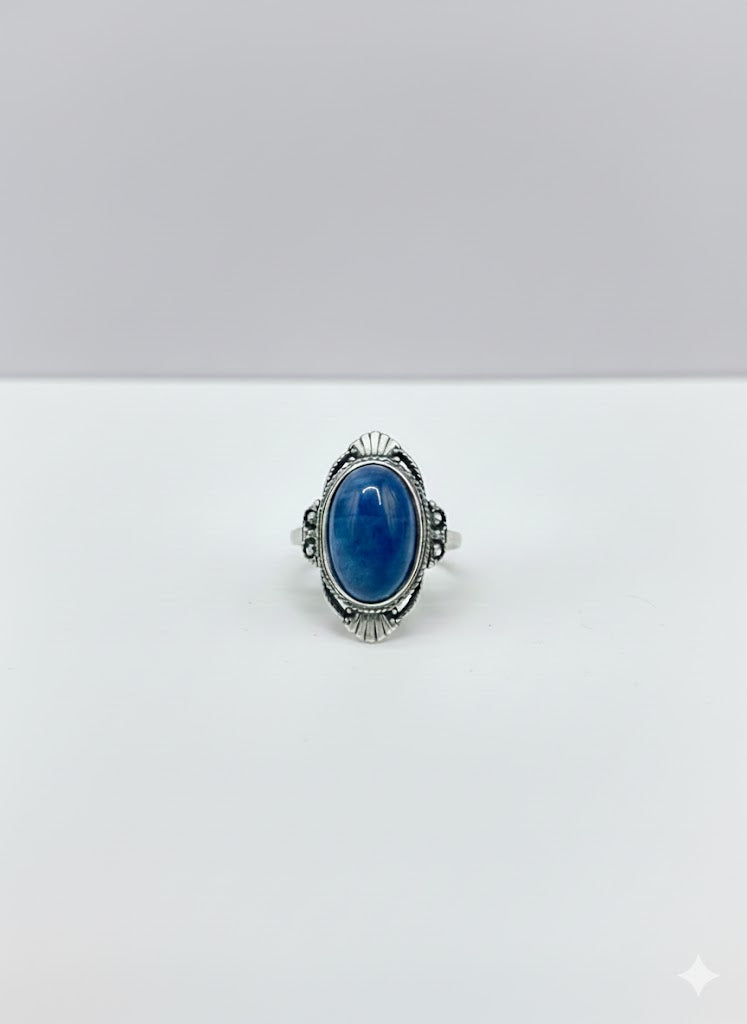 APA Bague ajustable apatite monture vintage argent