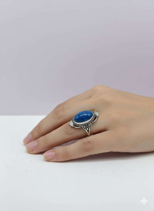 APA Bague apatite monture vintage argent