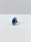 APA Bague ajustable apatite monture vintage argent