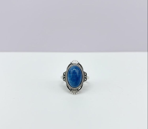 APA Bague apatite monture vintage argent
