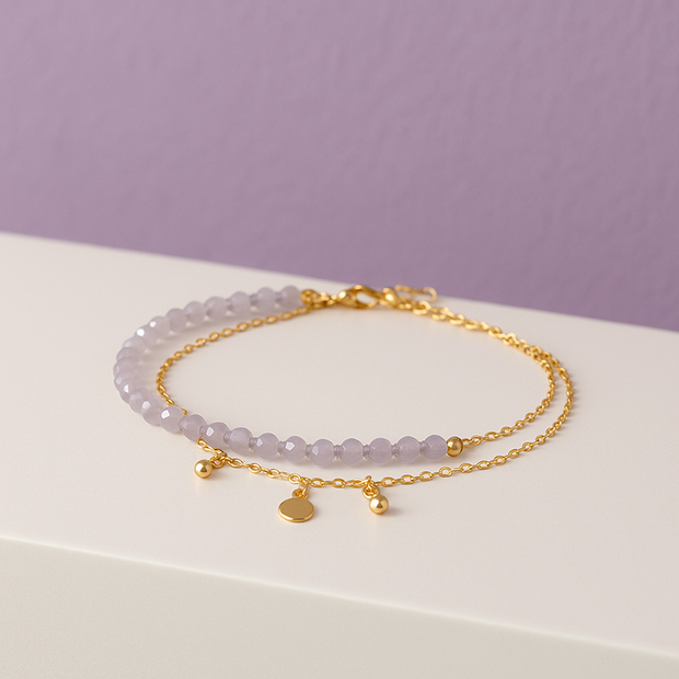 Chevillière en perle en acier inoxydable doré