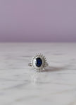 BAFLOBLUE  Bague fluorite bleu sertie de zircon argent 925