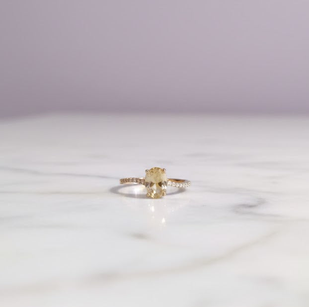 BAGACI Bague citrine sertie de zircon vermeil or 18k