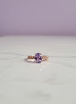 BAGARCTIS Bague améthyste anneau chaine vermeil or rose