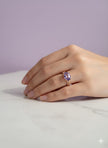 BAGARCTIS Bague améthyste anneau chaine vermeil or rose