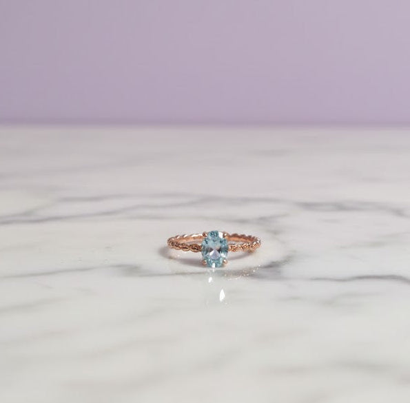 BAGARCTO Bague topaze anneau chaine vermeil or rose