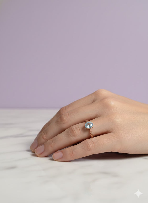 BAGARCTO Bague topaze anneau chaine vermeil or rose