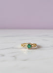 BAGEMAU Bague émeraude monture dentelle vermeil or 18k