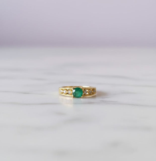 BAGEMAUSS Bague émeraude sertie de zircon vermeil or 18k