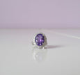 BAGLAMI Bague améthyste lavande sertie de zircon argent 925