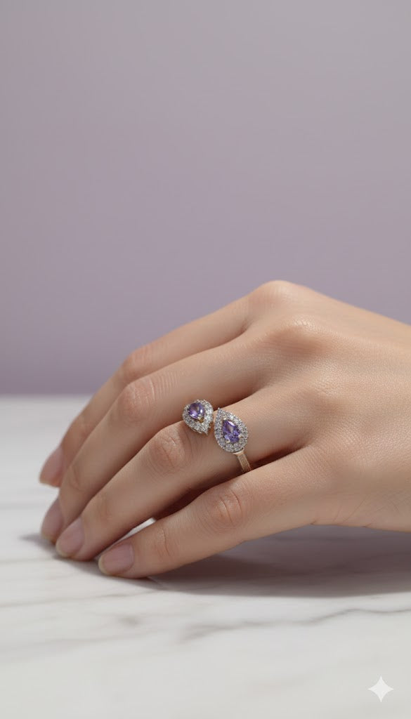 BAGTAN Bague tanzanite sertie de zircon argent 925