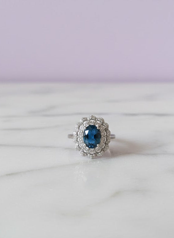 BATOBLUE  Bague topaze sertie de zircon argent 925