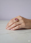 BATORO Bague topaze rose sertie de zircon vermeil or 18k