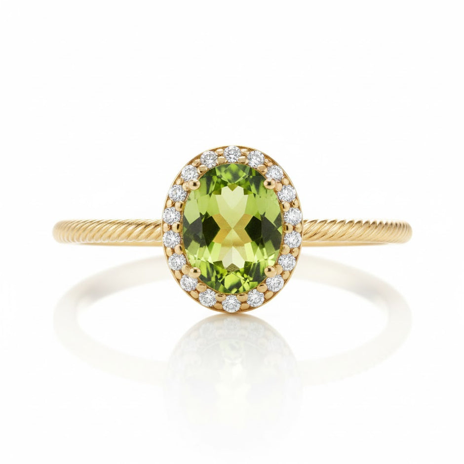 BAVADO Bague ajustable peridot ovale en vermeil