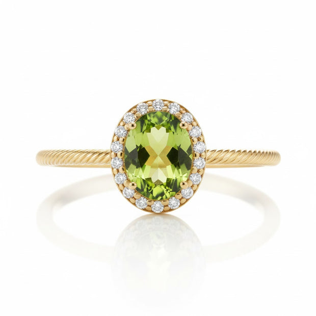 BAVADO Bague ajustable peridot ovale en vermeil