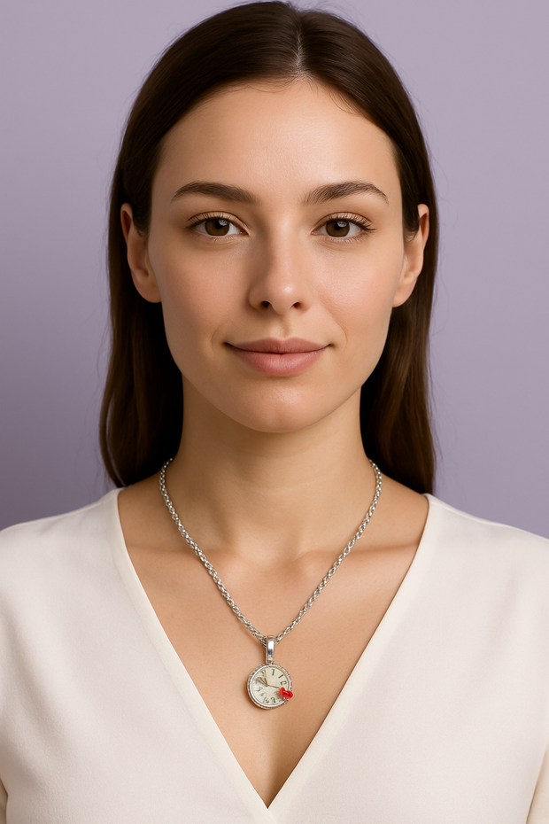 "BISOUA" Chaîne et pendentif emoticone bisous en acier inoxydable argenté
