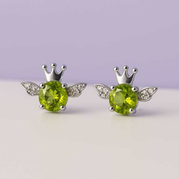 BOBEI Boucle d'oreille abeille strass peridot argent