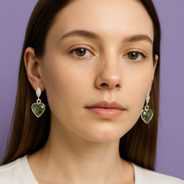 BOGAMOU Boucle d'oreille strass agate mousse argent