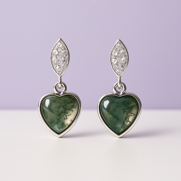 BOGAMOU Boucle d'oreille strass agate mousse argent