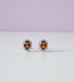 BOGREFAN Boucle d'oreille grenat fanta sertie de zircon argent 925