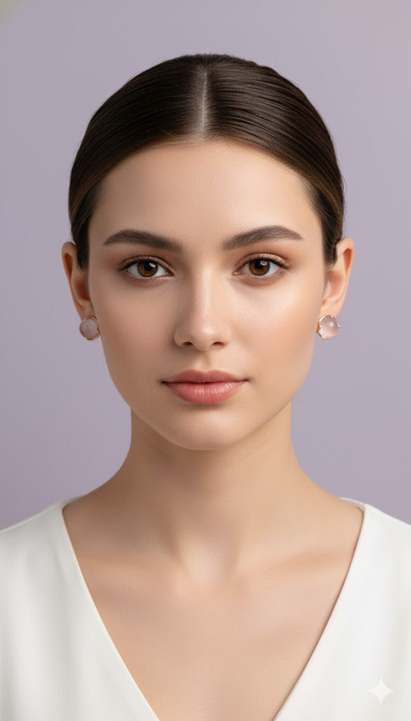 "BOKA" Boucle d'oreille quartz rose en vermeil