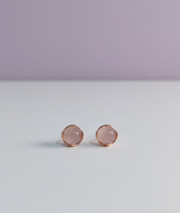 "BOKA" Boucle d'oreille quartz rose en vermeil