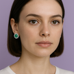 BOLITE Boucle d'oreille strass lipidolite vert en argent