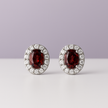 BONAT Boucle d'oreille strass grenat ovale argent