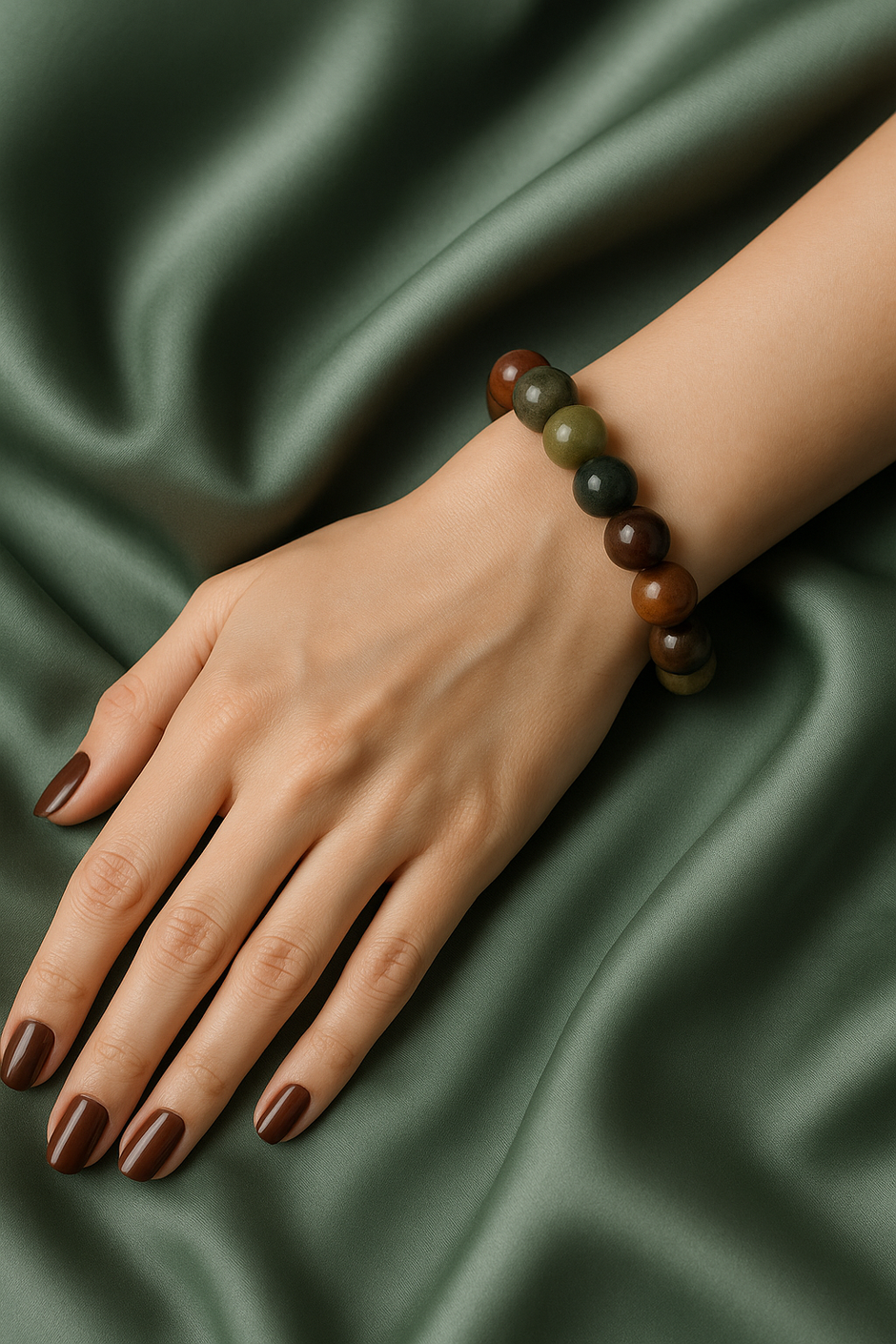 "BOODEMA" Bracelet boodhi vert et marron