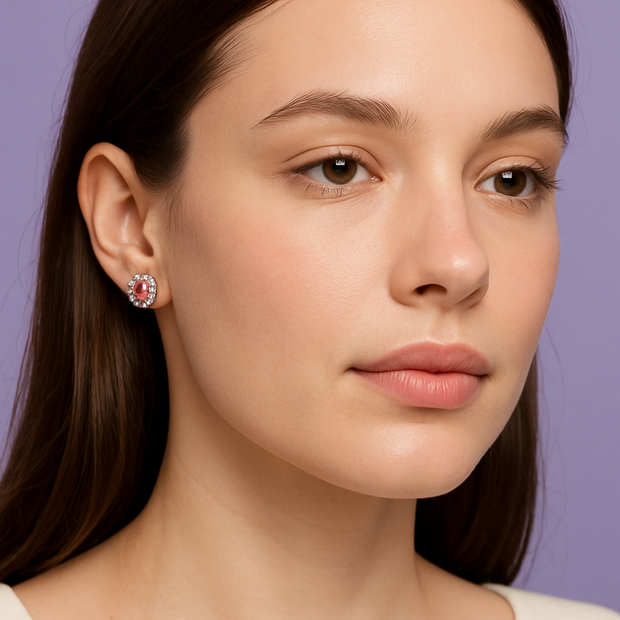 BORO Boucle d'oreille topaze rose en argent