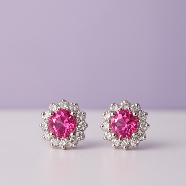 BORO Boucle d'oreille topaze rose en argent