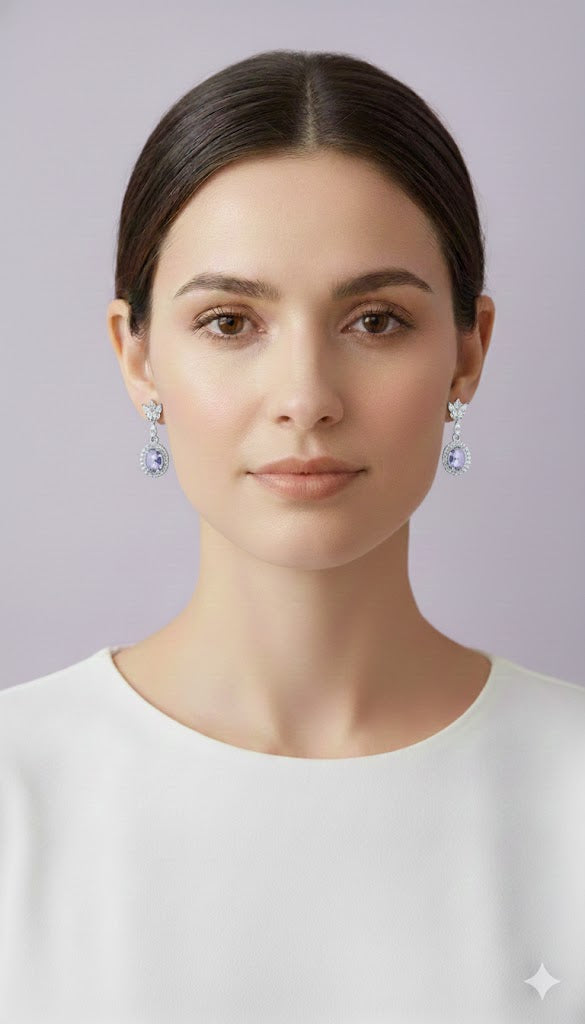 BOTANZA Boucle d'oreille tanzanite sertie de zircon en argent 925