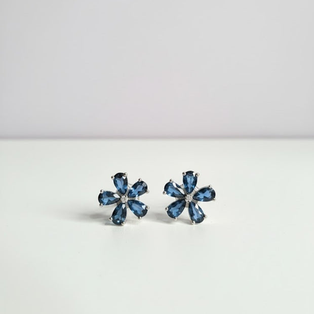 BOTOLO Boucle d'oreille en forme de fleur topaze london argent