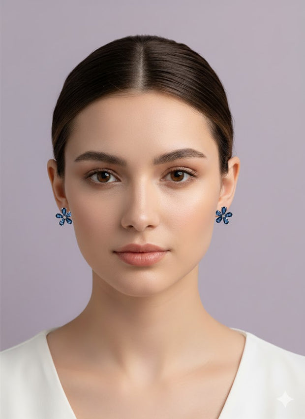 BOTOLO Boucle d'oreille en forme de fleur topaze london argent